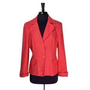 Talbots Women’s Blazer 12 Pink Woven Italian Fabric Work Office Vintage Jacket
